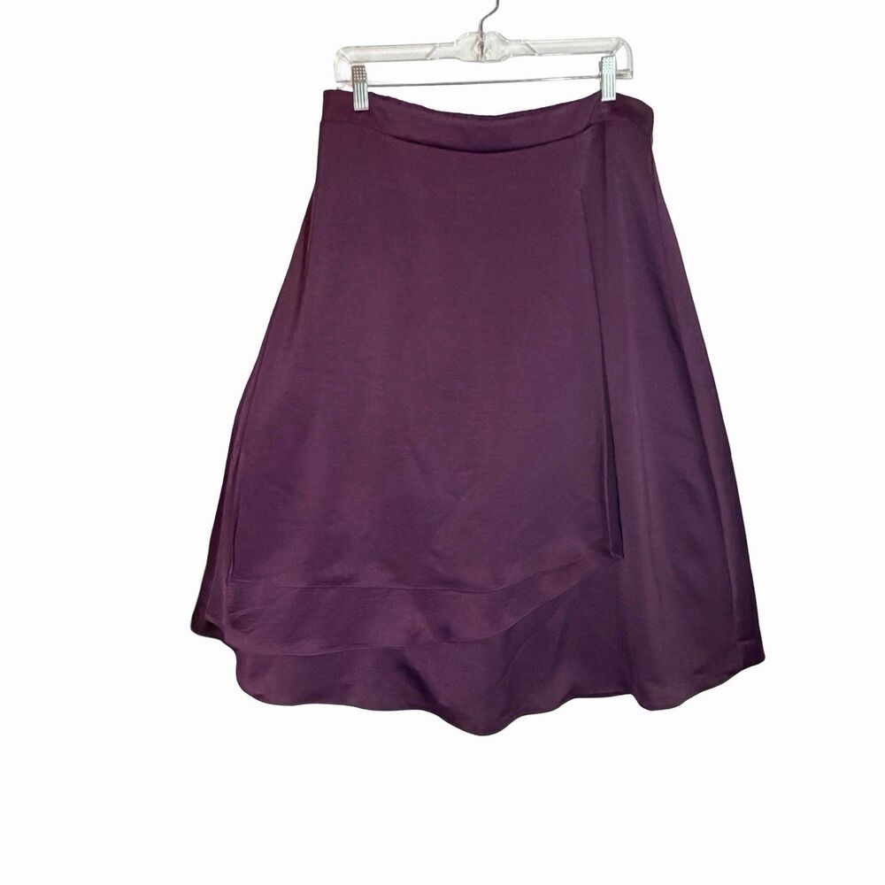 BEAUTIFUL by Lawrence Zarian Skirt Women's MP Purple Satiny Pull-On Midi Layer